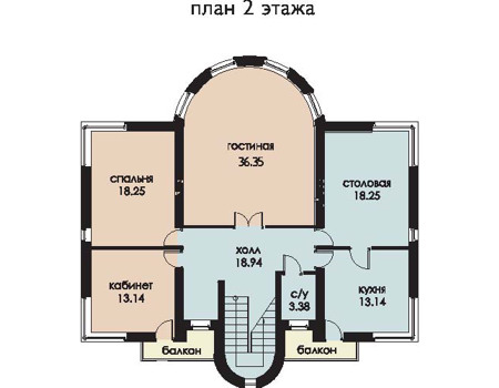 Планировка второго этажа :: Проект дома из газобетона 52-81