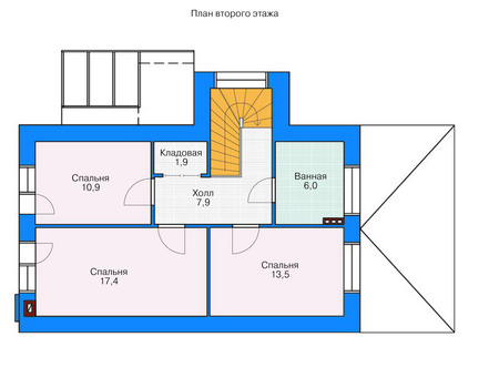 Планировка второго этажа :: Проект дома из газобетона 53-81