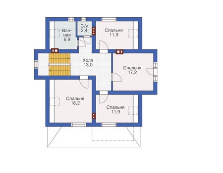 Планировка мансардного этажа :: Проект дома из газобетона 53-94