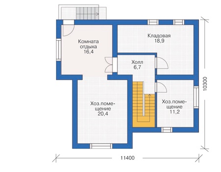 Планировка цокольного этажа :: Проект дома из газобетона 54-34