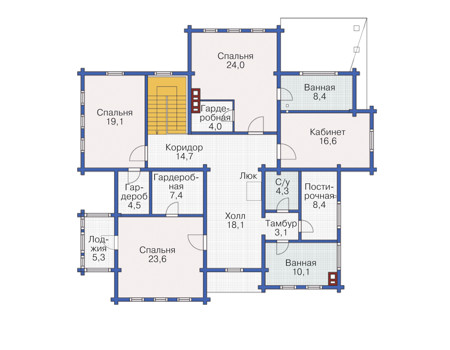 Планировка второго этажа :: Проект дома из газобетона 54-41