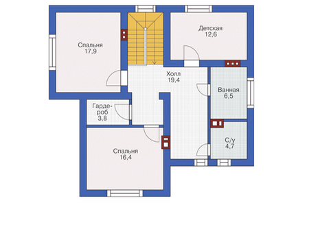 Планировка мансардного этажа :: Проект дома из газобетона 54-61