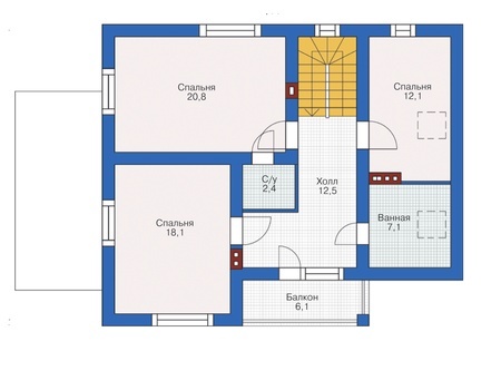 Планировка мансардного этажа :: Проект дома из газобетона 55-50
