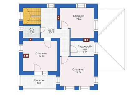 Планировка второго этажа :: Проект дома из газобетона 55-65