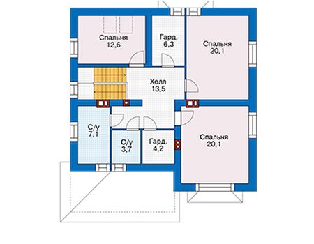 Планировка второго этажа :: Проект дома из газобетона 57-05