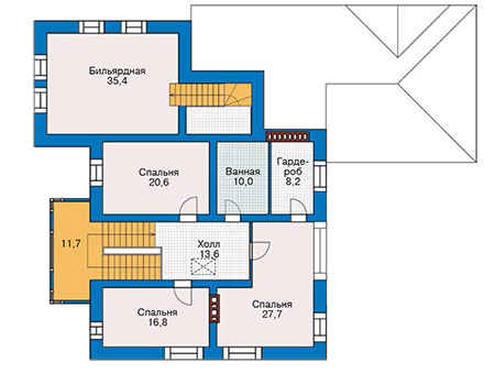 Планировка второго этажа :: Проект дома из газобетона 57-88