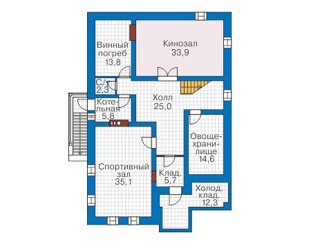 Планировка цокольного этажа :: Проект дома из газобетона 58-05