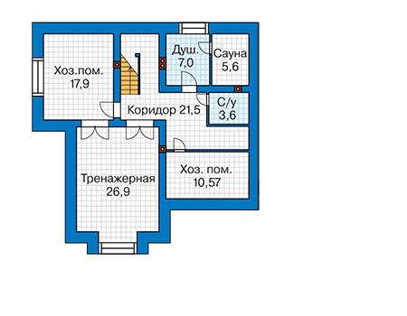 Планировка цокольного этажа :: Проект дома из газобетона 60-26