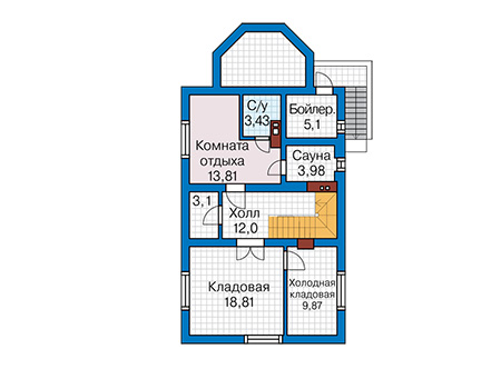 Планировка цокольного этажа :: Проект дома из газобетона 60-51