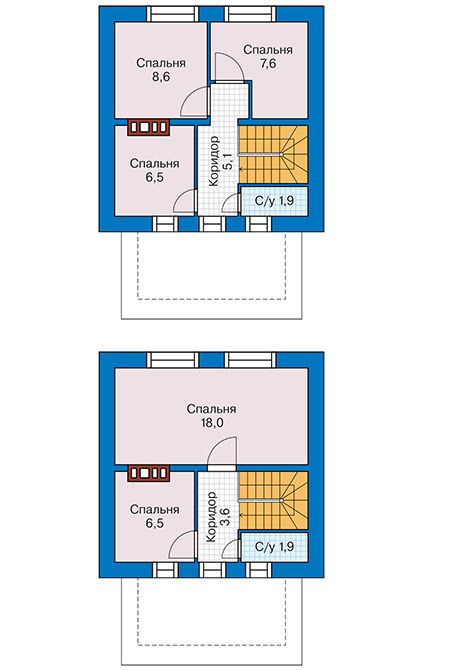 Планировка мансардного этажа :: Проект дома из газобетона 62-00