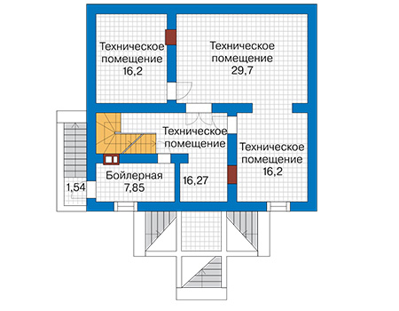 Планировка цокольного этажа :: Проект дома из газобетона 62-47