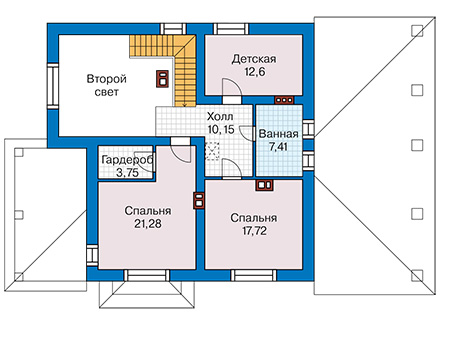 Планировка второго этажа :: Проект дома из газобетона 63-14