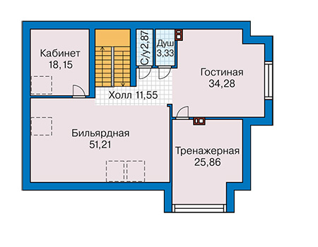 Планировка мансардного этажа :: Проект дома из газобетона 63-81