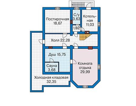 Планировка цокольного этажа :: Проект дома из газобетона 64-12