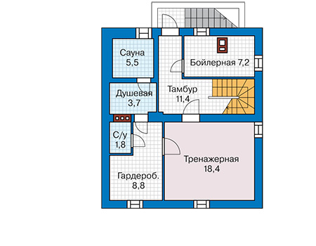 Планировка цокольного этажа :: Проект дома из газобетона 66-54