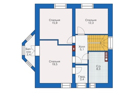Планировка мансардного этажа :: Проект дома из кирпича 70-39