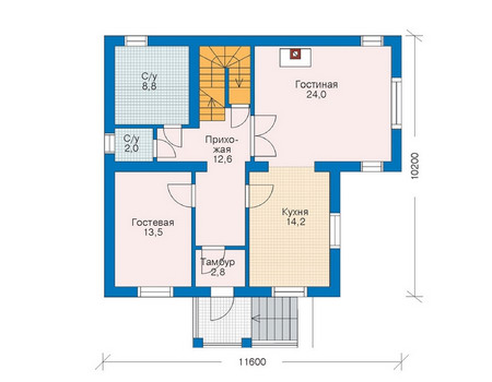 Планировка первого этажа :: Проект дома из кирпича 70-71