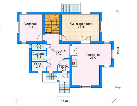 Планировка первого этажа :: Проект дома из кирпича 70-72