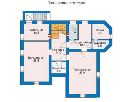 Планировка цокольного этажа :: Проект дома из кирпича 70-74