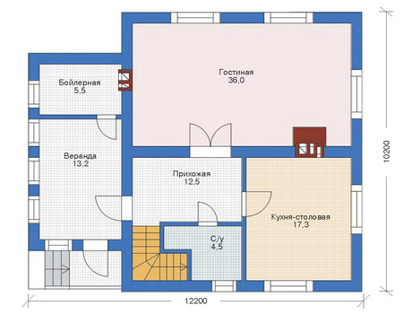Планировка первого этажа :: Проект дома из кирпича 70-89