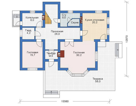 Планировка первого этажа :: Проект дома из кирпича 70-90