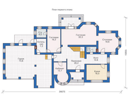 Планировка первого этажа :: Проект дома из кирпича 71-40