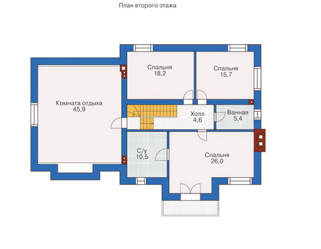 Планировка второго этажа :: Проект дома из кирпича 71-41