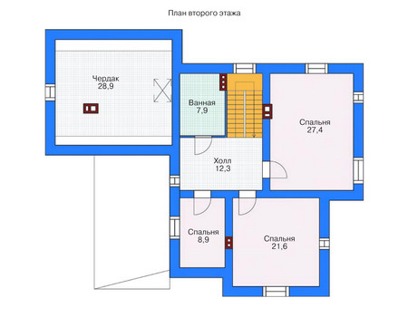 Планировка второго этажа :: Проект дома из кирпича 71-46