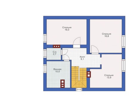 Планировка мансардного этажа :: Проект дома из кирпича 71-69
