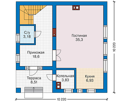 Планировка первого этажа :: Проект дома из кирпича 71-73