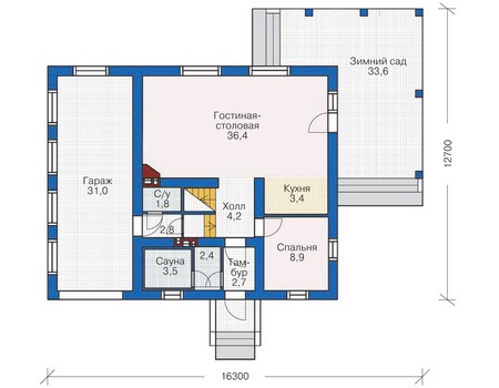 Планировка первого этажа :: Проект дома из кирпича 71-74