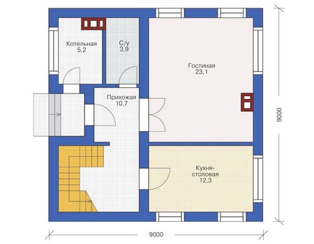 Планировка первого этажа :: Проект дома из кирпича 71-76