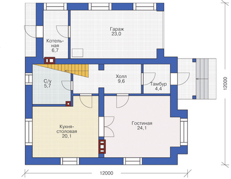 Планировка первого этажа :: Проект дома из кирпича 72-16
