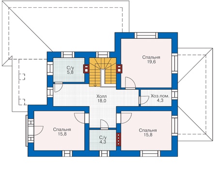 Планировка второго этажа :: Проект дома из кирпича 72-52