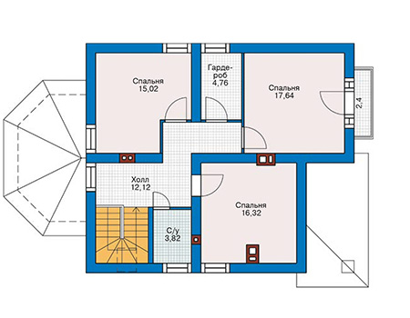 Планировка мансардного этажа :: Проект дома из кирпича 72-58