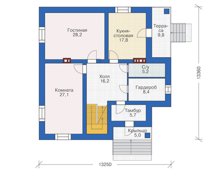 Планировка первого этажа :: Проект дома из кирпича 72-88