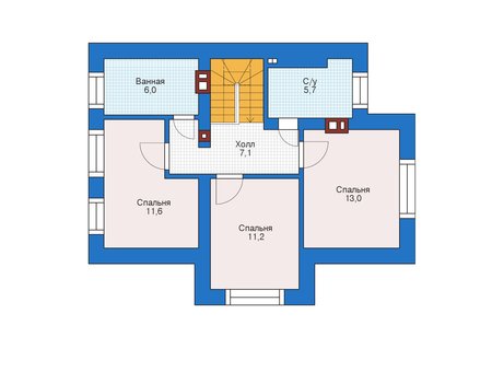 Планировка мансардного этажа :: Проект дома из кирпича 73-10