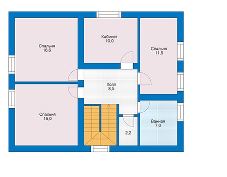 Планировка второго этажа :: Проект дома из кирпича 73-41