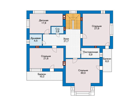 Планировка второго этажа :: Проект дома из кирпича 73-80