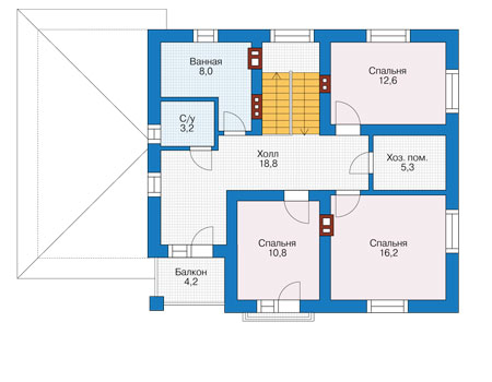 Планировка второго этажа :: Проект дома из кирпича 73-88
