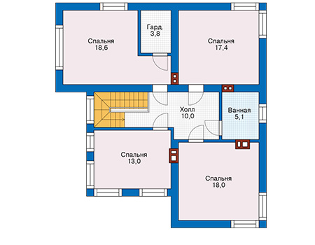 Планировка второго этажа :: Проект дома из кирпича 74-34