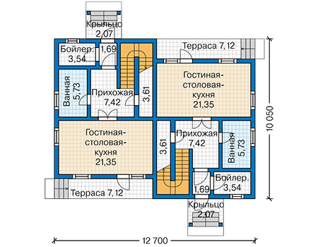 Планировка первого этажа :: Проект каркасного дома 90-16