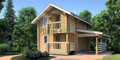 Одноэтажный мансардный дом из дерева по проекту 11-46