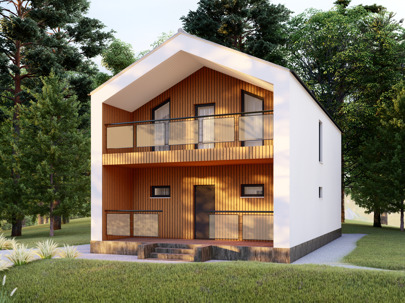 Одноэтажный мансардный дом из газобетона по проекту 20-00