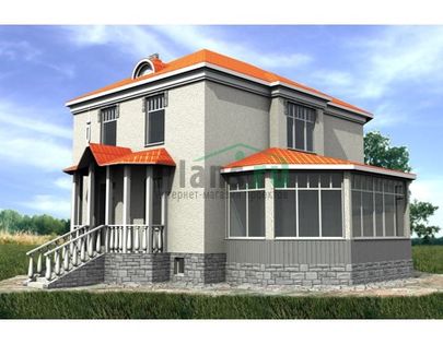 Двухэтажный дом из газобетона с мансардой по проекту 80-02