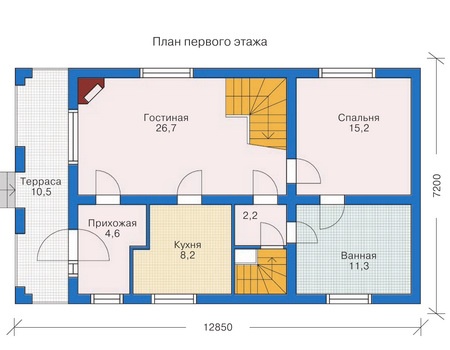 Планировка первого этажа :: Проект деревянного дома 10-19