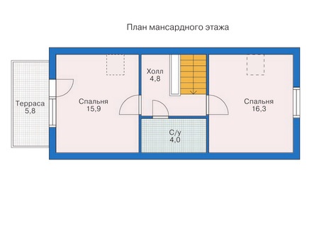 Планировка мансардного этажа :: Проект деревянного дома 10-19