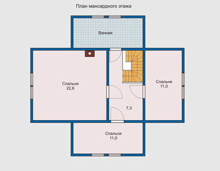 Планировка мансардного этажа :: Проект деревянного дома 10-22