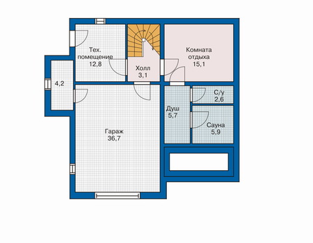 Планировка цокольного этажа :: Проект деревянного дома 10-30