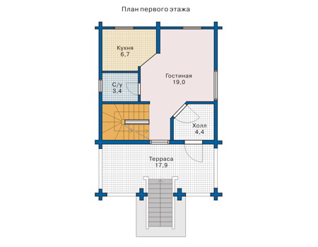 Планировка первого этажа :: Проект деревянного дома 10-38